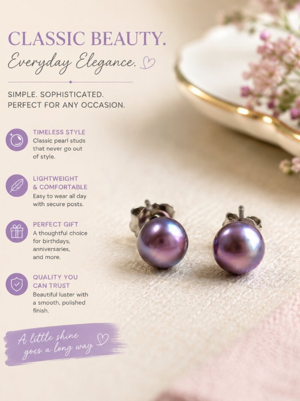 Honora Lavender Pearl Stud Earrings